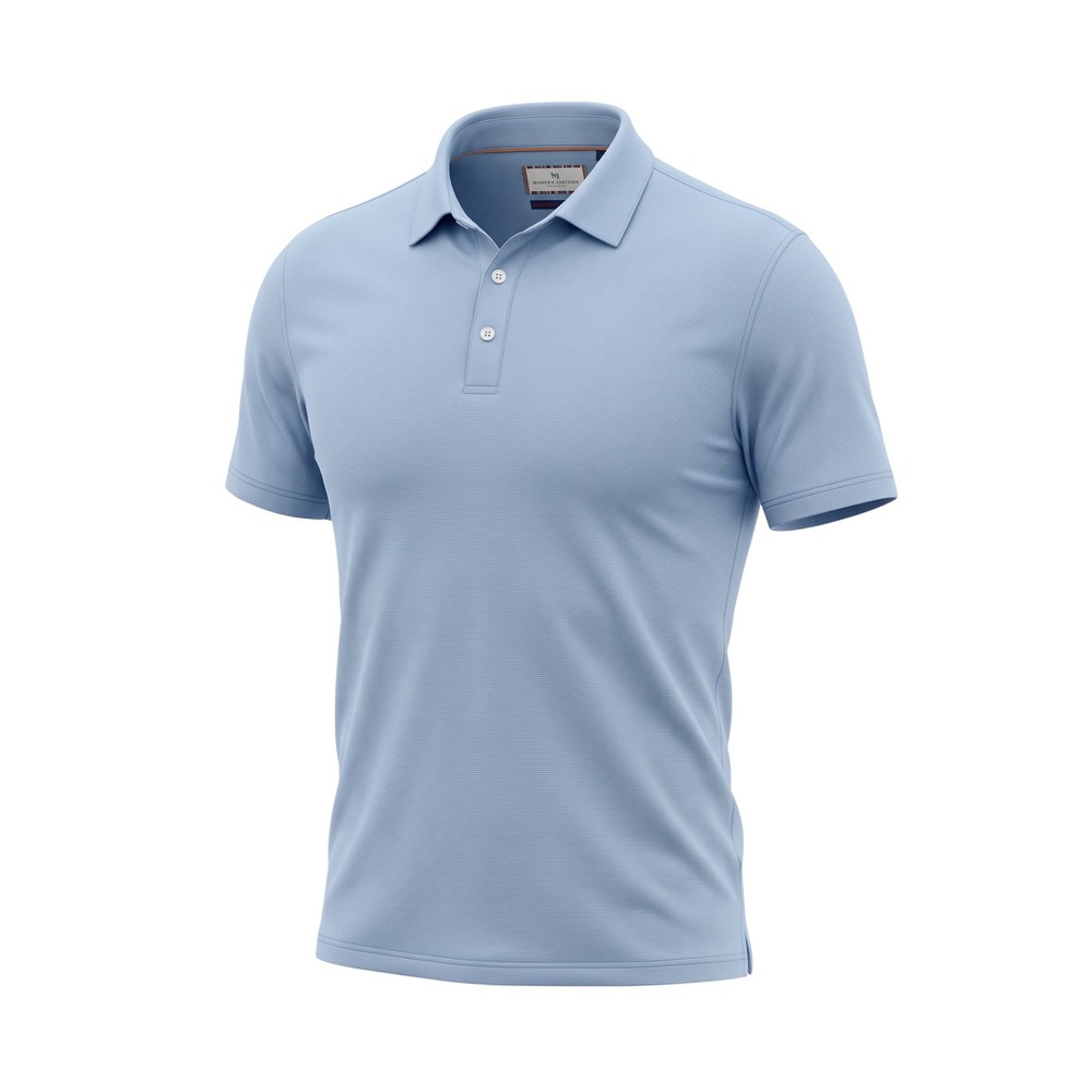 Preppy Modern Ambition Technical Stripe Polo Shirt Large Blue Short Sleeve